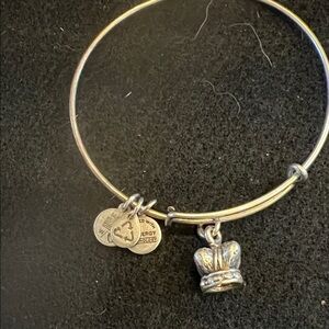 Alex and Ani charm bracelet with 3D crown charm, silver tone